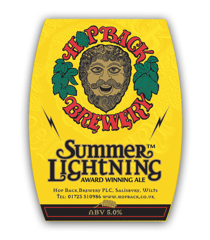 Beer pump clip badge front HOP BACK brewery SUMMER LIGHTNING cask real ale 
